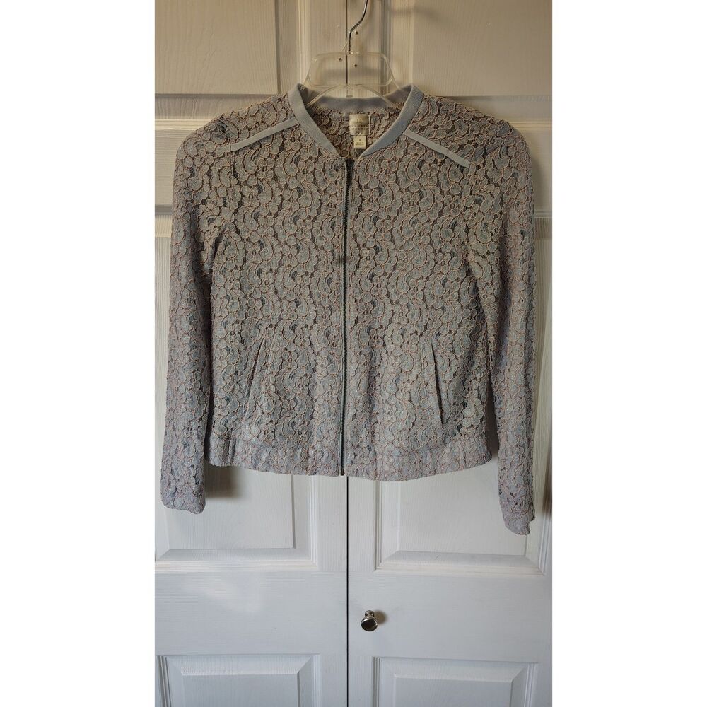 LC Lauren Conrad full-zip floral lace bomber jacket 6